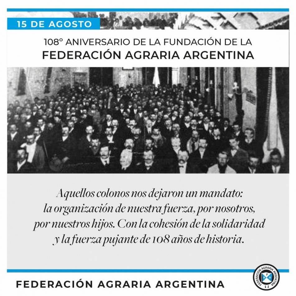 Federación Agraria cumple 108 años de vida luchando por los pequeños y medianos productores