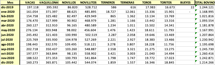 Diciembre completó un año de muy saludable crecimiento de la faena