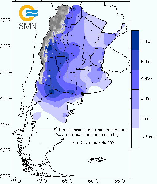 Ola de frío y persistencia de temperaturas bajas del 15 al 21 de junio de 2021 