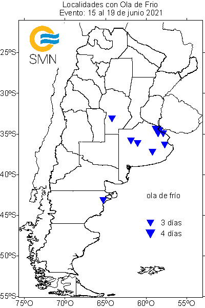 Ola de frío y persistencia de temperaturas bajas del 15 al 21 de junio de 2021