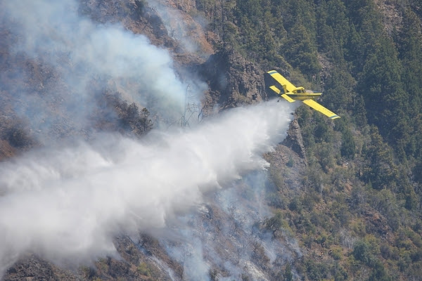 Ambiente envió medios aéreos para combatir los incendios en Río Negro y Neuquén