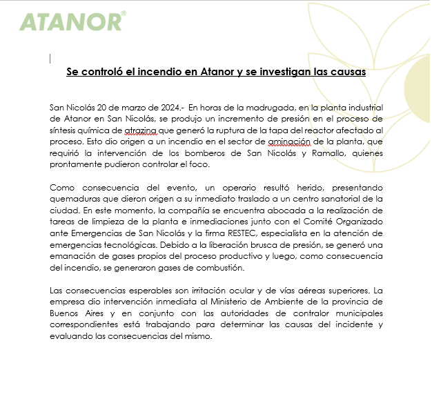 Explotó un reactor en la empresa Atanor en San Nicolás: Grave incidente con heridos, incendio y preocupación por la contaminación