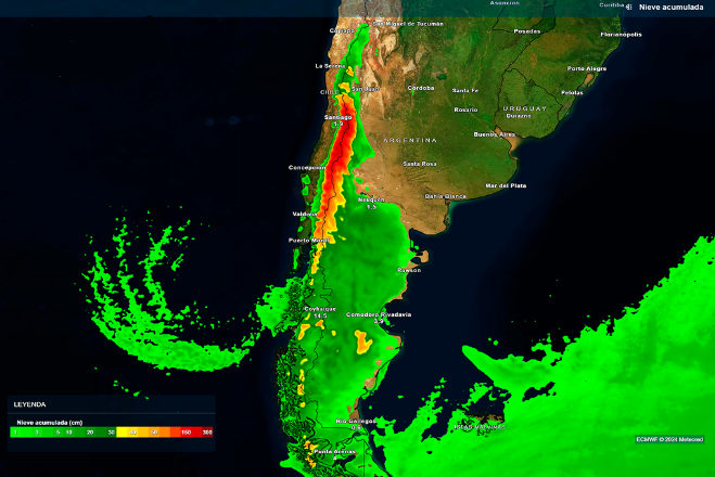 Alerta naranja por nevadas intensas en Patagonia durante el fin de semana largo