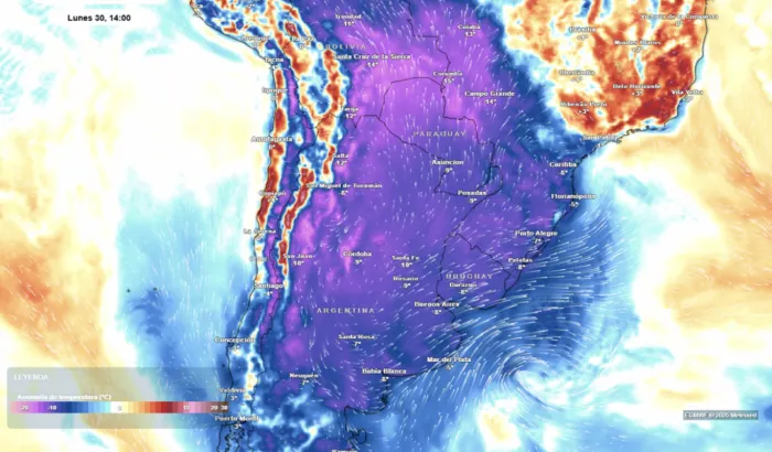 Se espera un comienzo de semana con temperaturas extremadamente frías en Argentina.