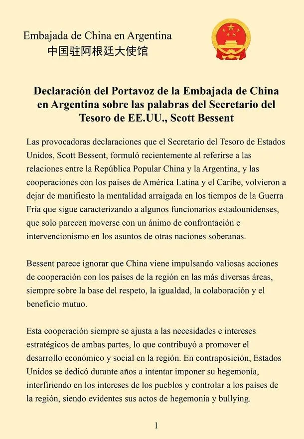 China respondió a Estados Unidos y advirtió sobre "intervencionismo": tensión geopolítica con impacto en el agro argentino