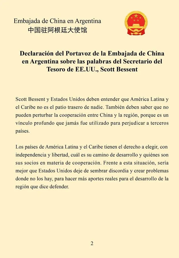 China respondió a Estados Unidos y advirtió sobre "intervencionismo": tensión geopolítica con impacto en el agro argentino